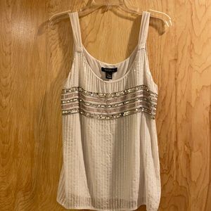 WHBM Cream and Gold Beaded & Sequin Tank
